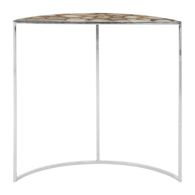 Vita Half Moon Console Table With White Agate Top