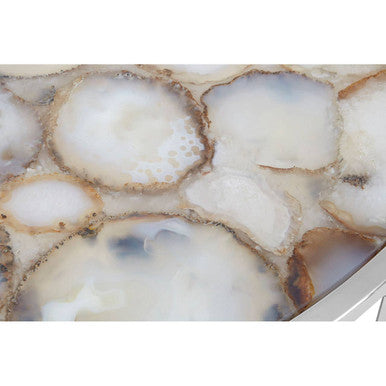 Vita Half Moon Console Table With White Agate Top