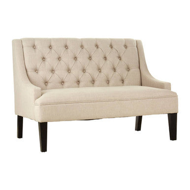 Doucet High Back Natural Linen Bench