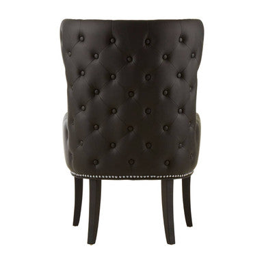 Doucet Natural Fabric Armchair with Black Leather Effect Back