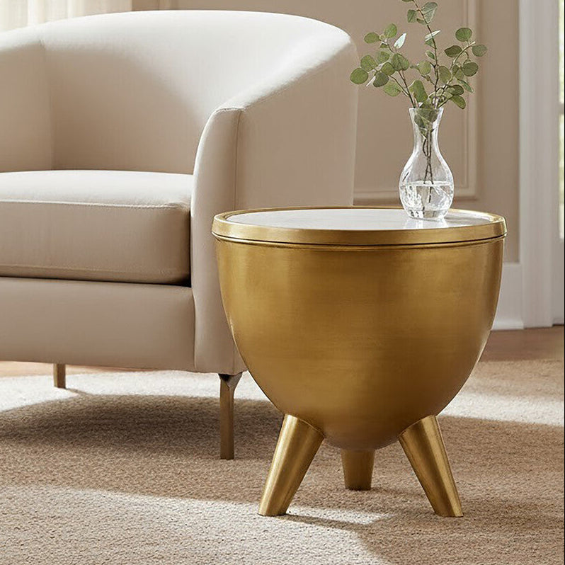 Crest Gold Bowl Shaped Side Table - Image 2