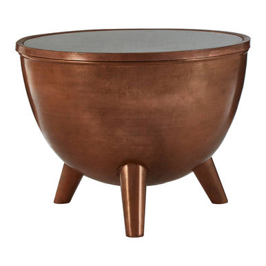 Crest Copper Bowl Shaped Coffee Table with White Marble - Image 2