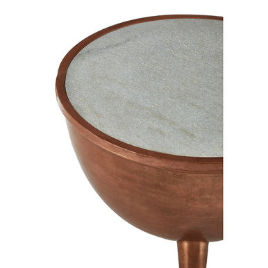 Crest Copper Finish White Marble Top Table