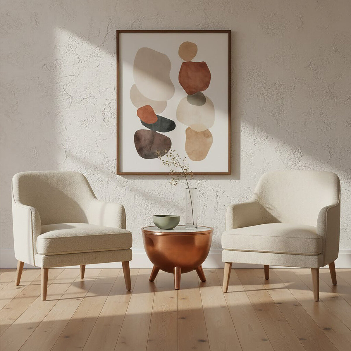 Crest Copper Bowl Shaped Coffee Table with White Marble - Image 3