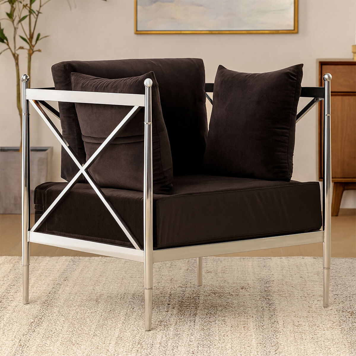 Novo Chair With Silver Lattice Arms