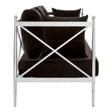 3 Seater Sofa With Silver Lattice Sides, Novo - Image 4