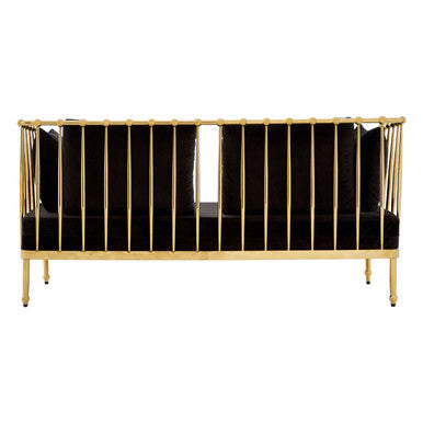 2 Seater Gold Finish Tapered Arms Sofa, Novo - Image 5