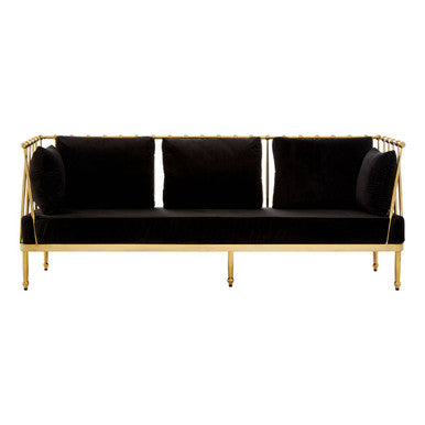 3 Seater Gold Finish Tapered Arms Sofa, Novo - Image 2
