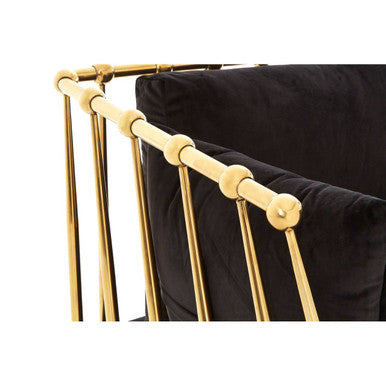 Novo 3 Seat Gold Finish Tapered Arms Sofa