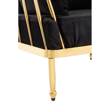 Novo 3 Seat Gold Finish Tapered Arms Sofa