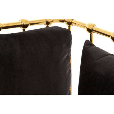Novo 3 Seat Gold Finish Tapered Arms Sofa