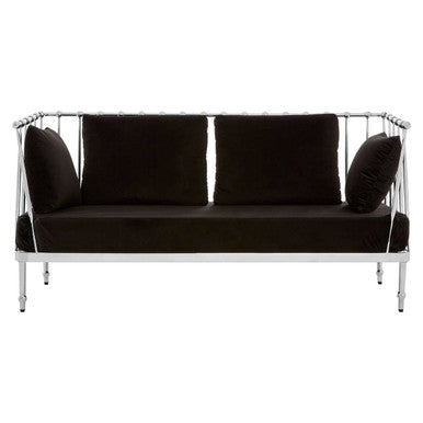Novo 2 Seat Silver Finish Tapered Arms Sofa