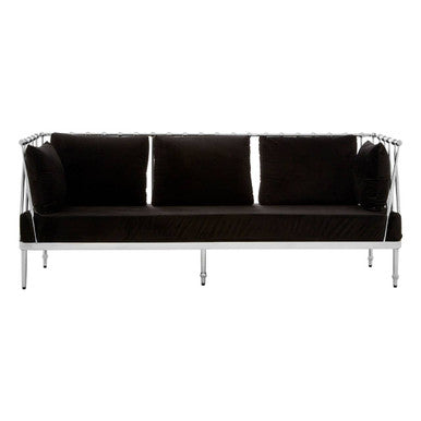 Black sofa with transparent backrest on a white background