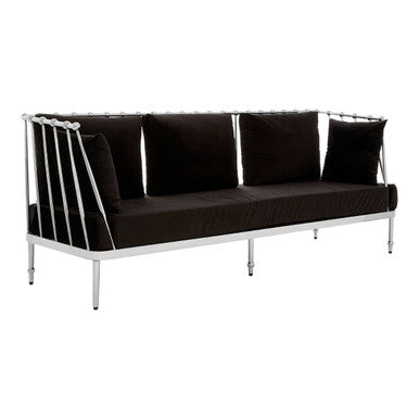 Novo 3 Seat Silver Finish Tapered Arms Sofa
