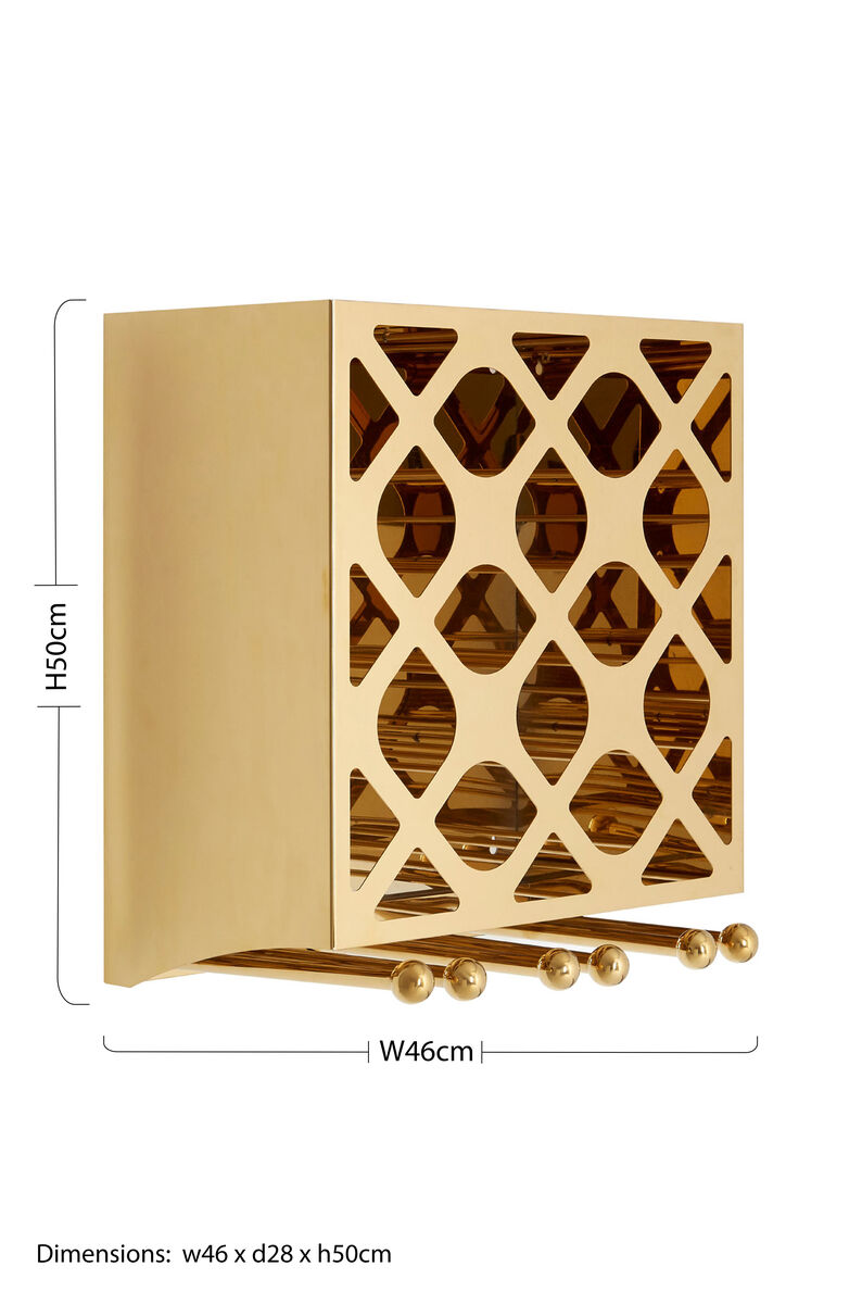 Novo 12 Bottle Gold Finish Wine Rack