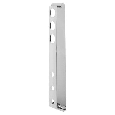 Metal bracket with multiple holes on a white background