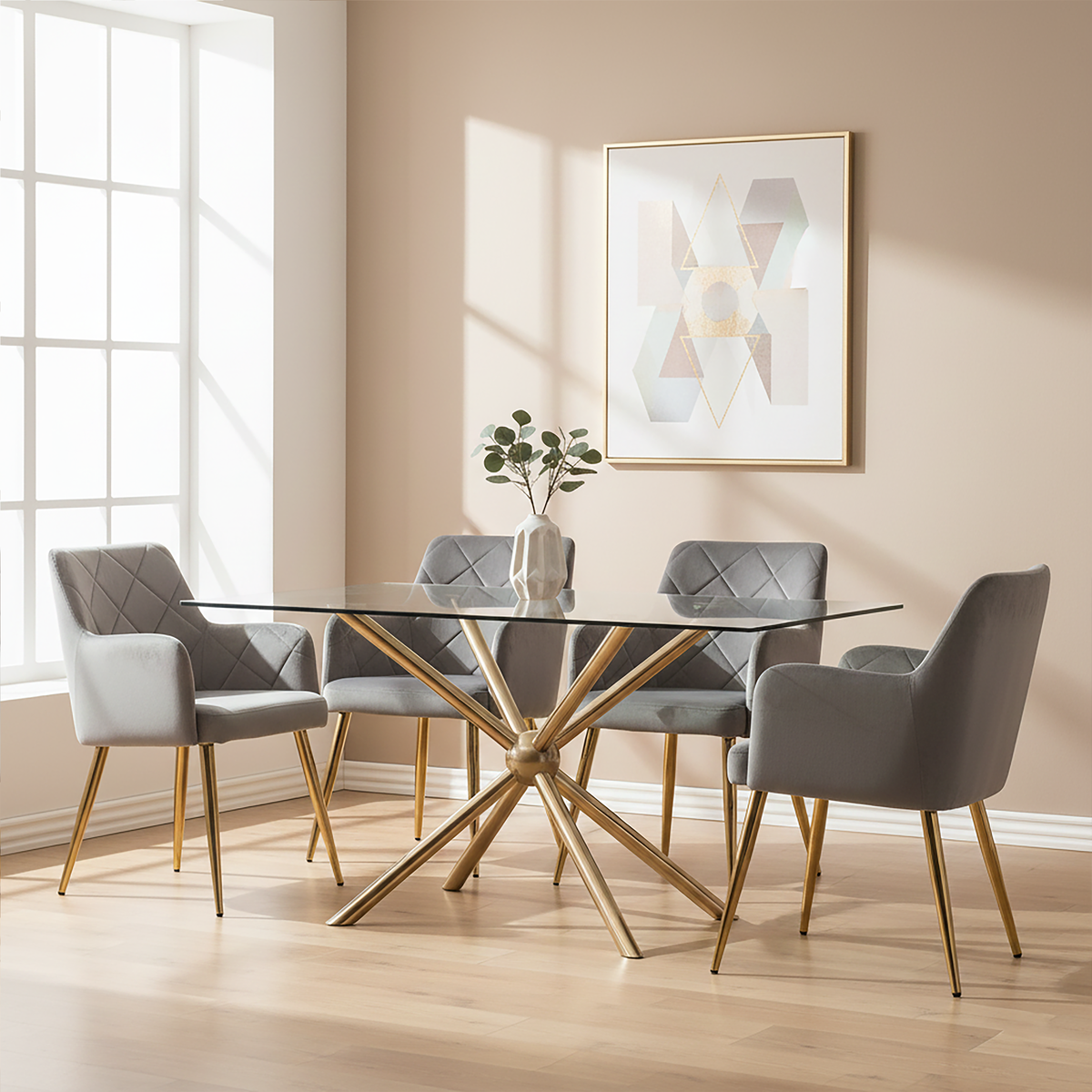 Novo Rectangular Rose Gold Dining Table - Image 3