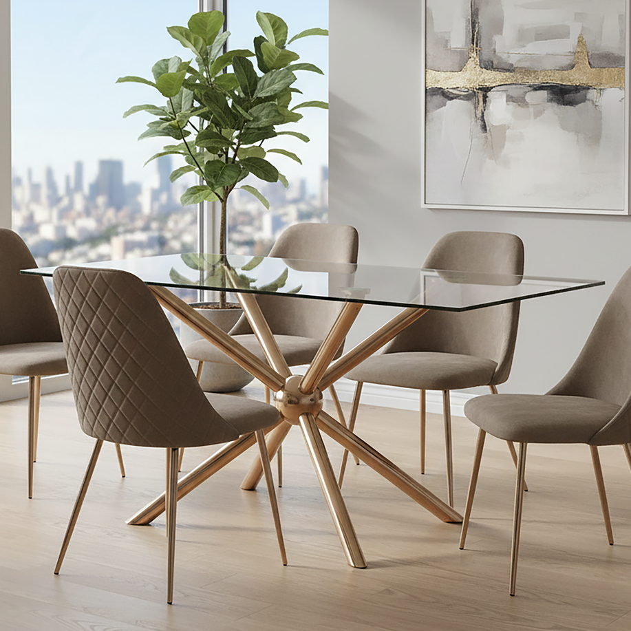 Novo Rectangular Rose Gold Dining Table