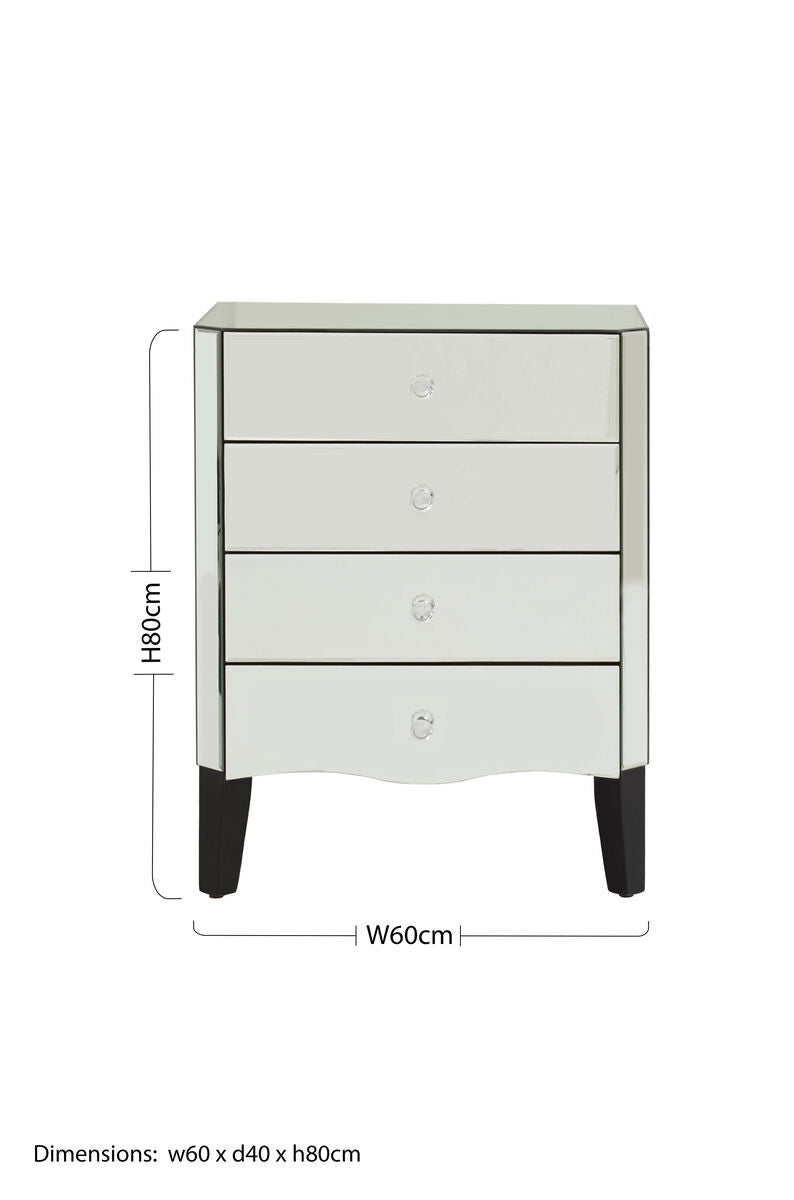 Gabriella Mirrored Chest of 4 Drawers