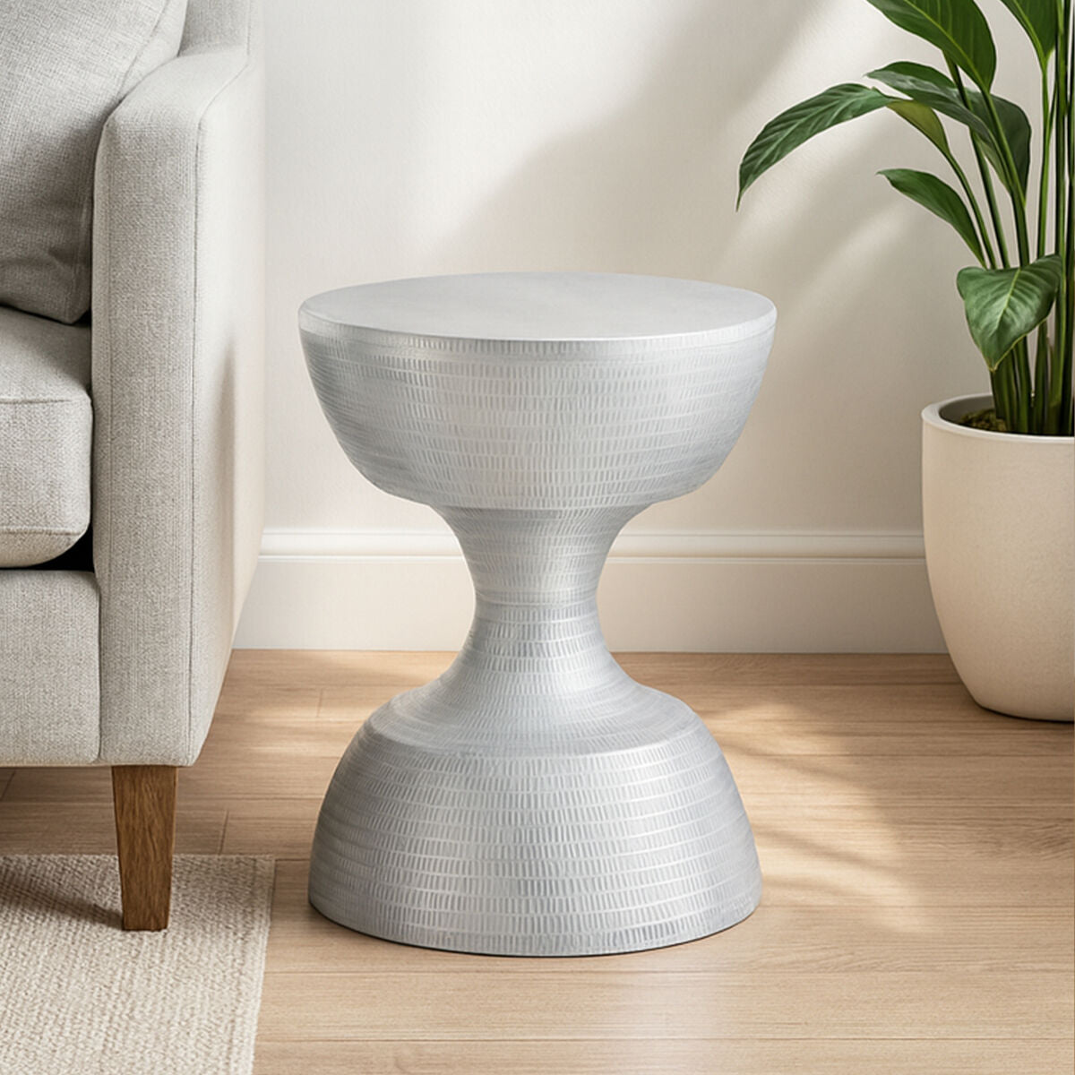 Matin Small Textured Aluminium Side Table - Image 2