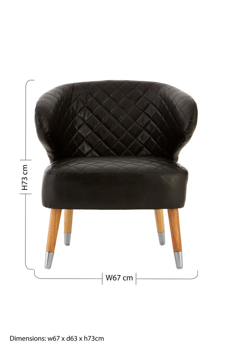 Richy Black Leather Effect Accent Chair