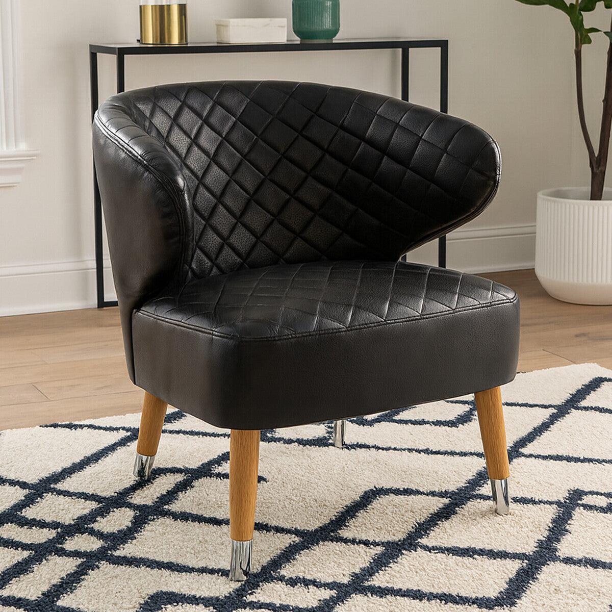 Richy Black Leather Effect Accent Chair