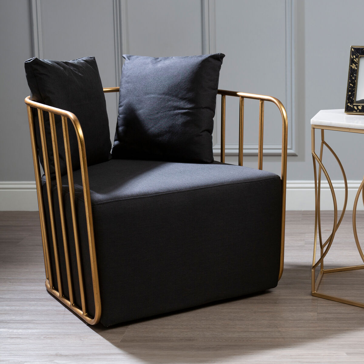 Rosina Black Linen Chair