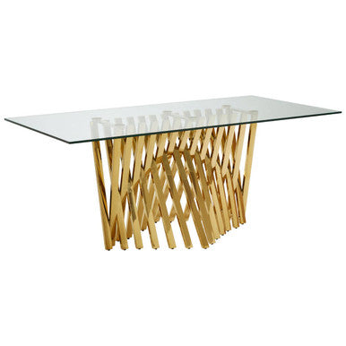 Arezzo Glass Top Dining Table With Gold Polished Frame