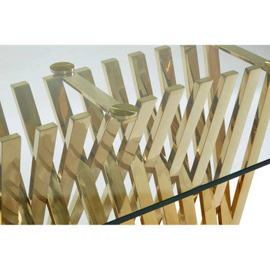 Arezzo Glass Top Dining Table With Gold Polished Frame