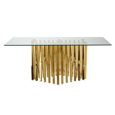 Arezzo Glass Top Dining Table With Gold Polished Frame - Image 2