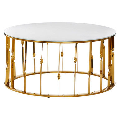 Arezzo Round Coffee Table With Gold Finish Frame - Image 3