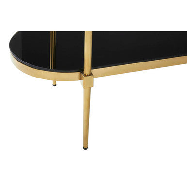 Arezzo 2 Tier Gold Console Table with Black Tempered Glass - Image 10