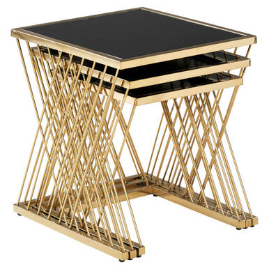 Arezzo Gold and Black Set Of 3 Nesting Tables - Image 4
