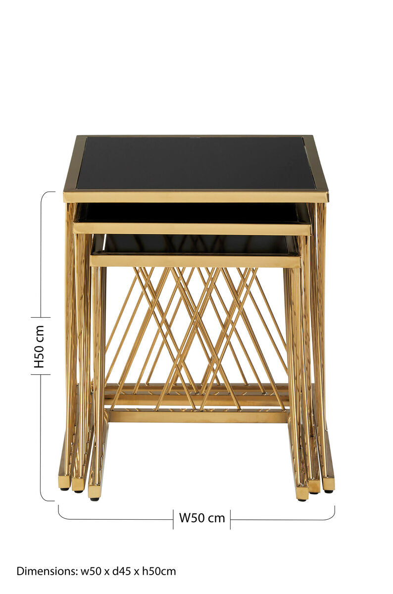 Arezzo Gold and Black Set Of 3 Nesting Tables - Image 10