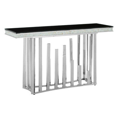Eliza Silver Console Table With Black Glass Top - Image 3