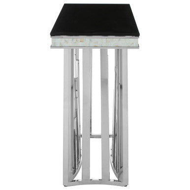 Eliza Silver Console Table With Black Glass Top - Image 4