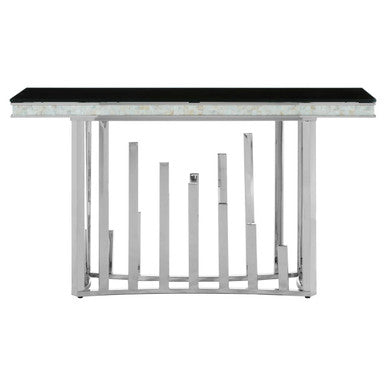 Eliza Silver Console Table With Black Glass Top - Image 2