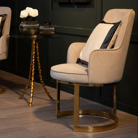Eliza Beige Velvet Dining Chair