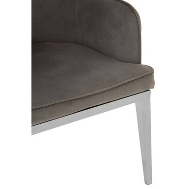 Eliza Grey Velvet Dining Chair With Silver Finish Legs