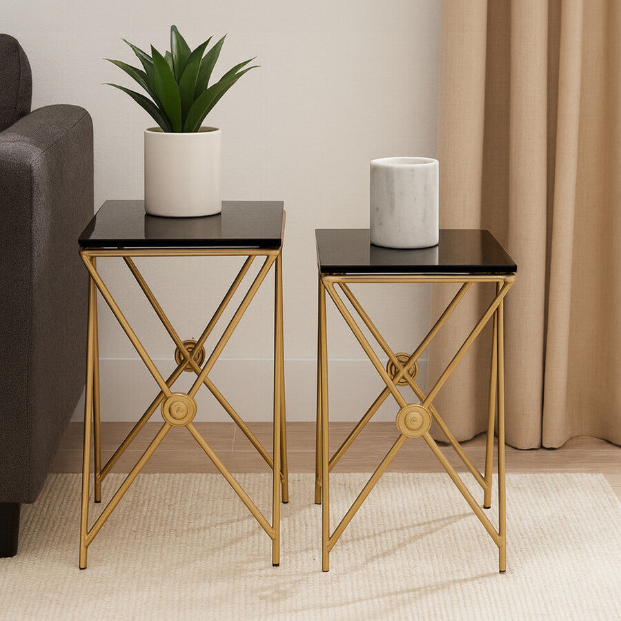 Monroe Gold Finish Side Tables - Image 1