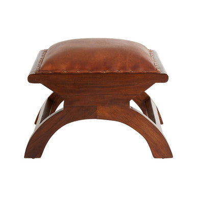 Inca Brown Leather Lounge Chair with Footstool - Image 4