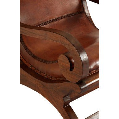 Inca Brown Leather Lounge Chair with Footstool - Image 8