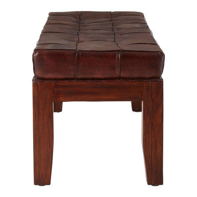 Inca Antique Brown Leather Bench - Image 4