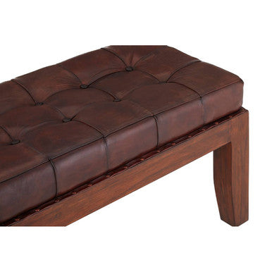 Inca Antique Brown Leather Bench - Image 9