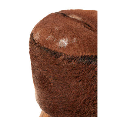 Inca Brown Goat Hide Round Stool