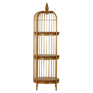Mantis Small 3 Tier Gold Finish Birdcage Shelf Unit