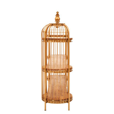 Mantis Long Gold Finish Birdcage Shelf Unit