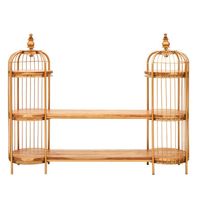 Mantis Long Gold Finish Birdcage Shelf Unit