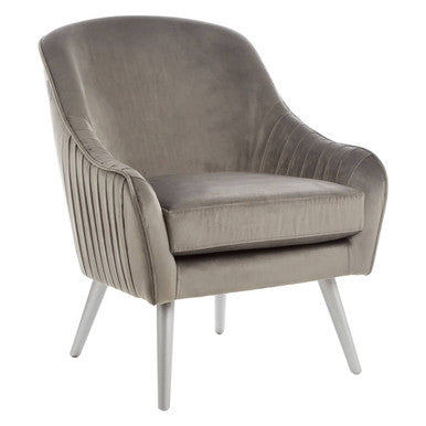 Gray armchair with ribbed backrest on a white background