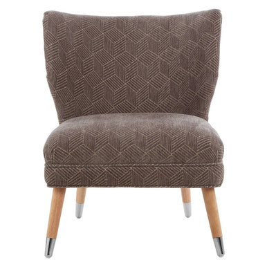 Brown textured armchair with wooden legs on a white background